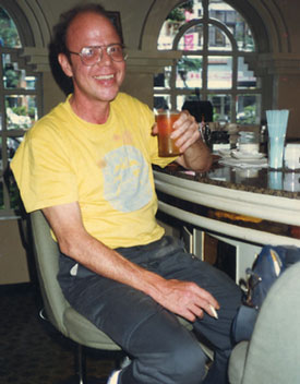 Jim enjoys a cocktail